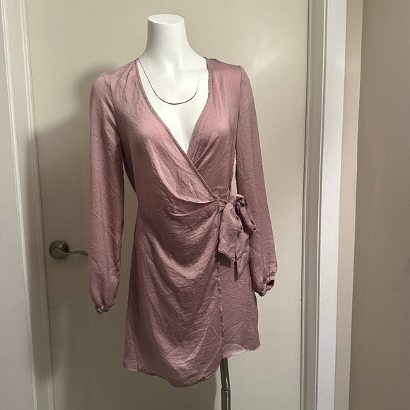 New! PINK/ROSE WRAP DRESS - Picture 1 of 6